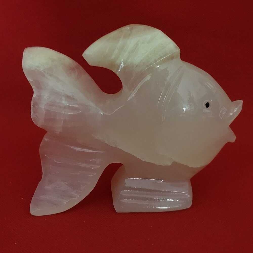 VTG Onyx Fish Carved Stone Decor
